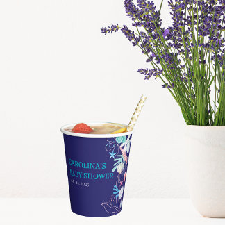 Purple a little pearl under the sea baby shower paper cups