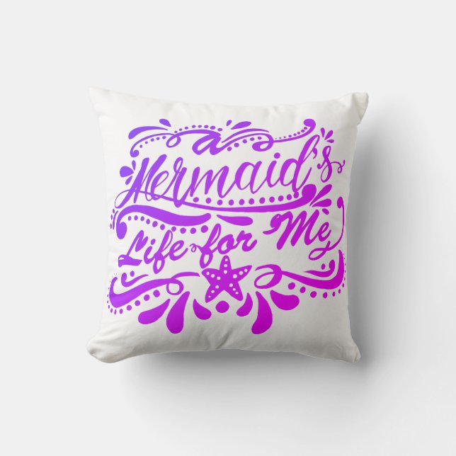 Purple A Mermaid's Life For Me Seashells Cushion (Front)