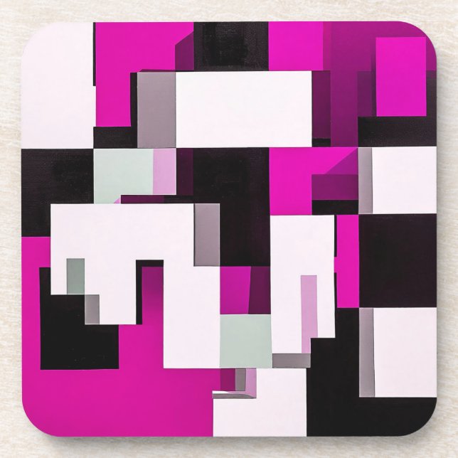 Purple abstract blocks coaster (Front)