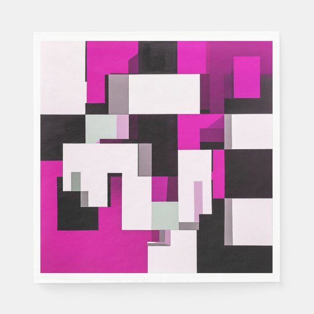 Purple abstract blocks napkin (Front)