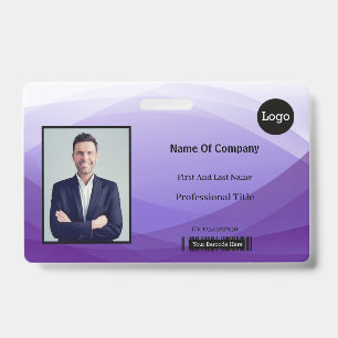 Purple Abstract Business Photo Identification ID Badge