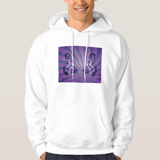 Purple Abstract Butterfly with Radiant Wings Hoodie (Front)
