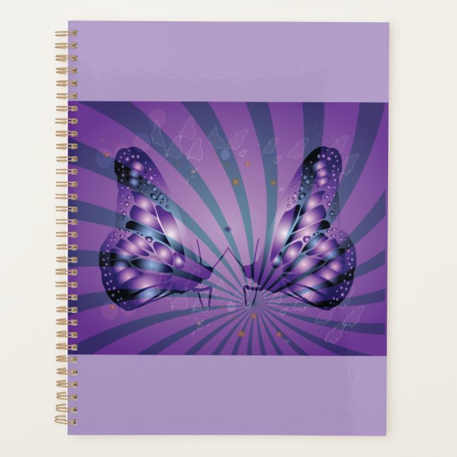 Purple Abstract Butterfly with Radiant Wings Planner (Front)