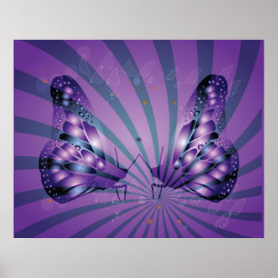 Purple Abstract Butterfly with Radiant Wings Poster
