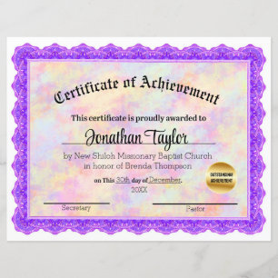 Purple Abstract Certificate of Achievement