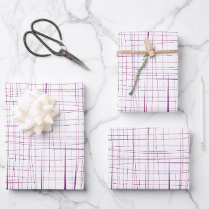 Purple Abstract Crosshatch Lines Modern Design Wrapping Paper Sheet