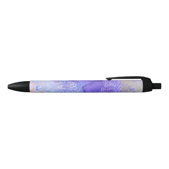 Purple Abstract Design Black Ink Pen (Top)