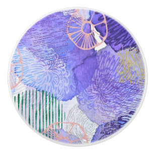Purple Abstract Design Ceramic Knob