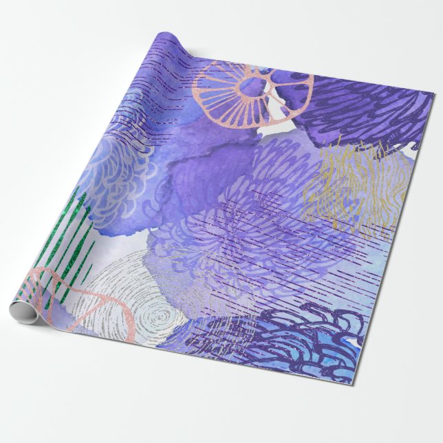 Purple Abstract Design Wrapping Paper (Unrolled)