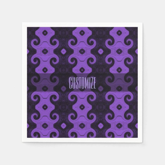 Purple Abstract Diamond Eye Curls Napkins (Front)