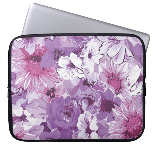 Purple Abstract Elegant Floral Design Laptop Sleeve (Front)
