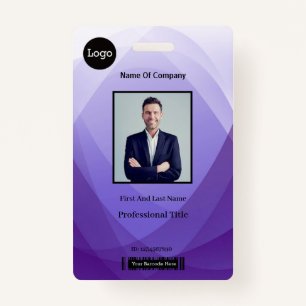 Purple Abstract Employee Photo Identification ID ID Badge