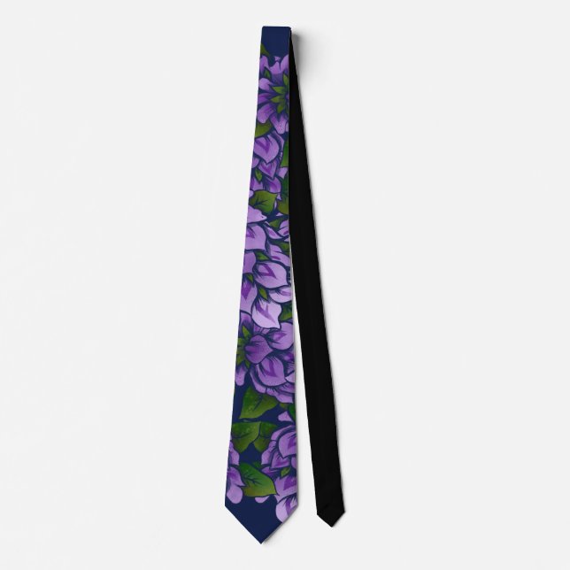 Purple Abstract Floral Art Tie (Front)