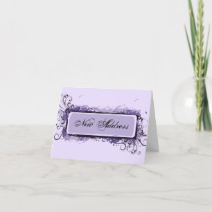 Purple Abstract Floral Change of Address Announcement