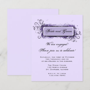 Purple Abstract Floral Engagement Party Invitation