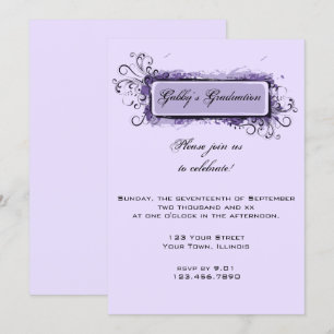 Purple Abstract Floral Graduation Party Invitation