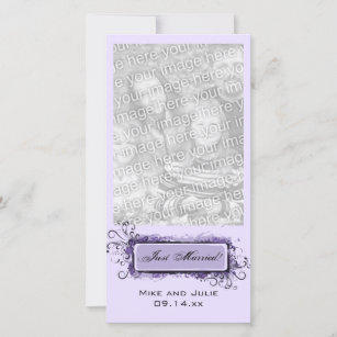 Purple Abstract Floral Just Married Announcement