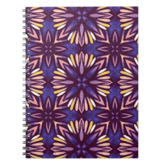 Purple Abstract Floral Pattern Yellow Indigo Boho Notebook