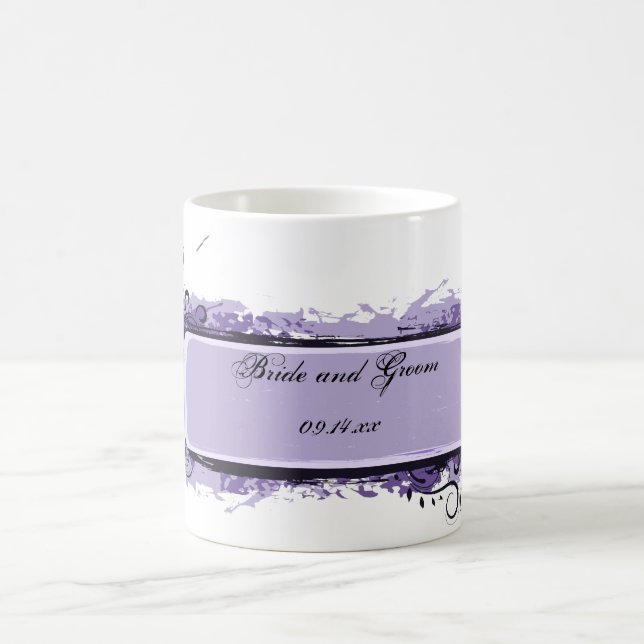 Purple Abstract Floral Wedding Coffee Mug (Center)