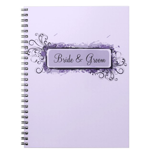 Purple Abstract Floral Wedding Notebook (Front)
