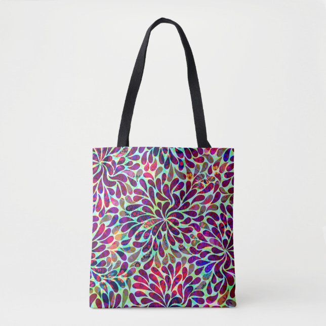 Purple Abstract Flowers Tote Bag (Front)