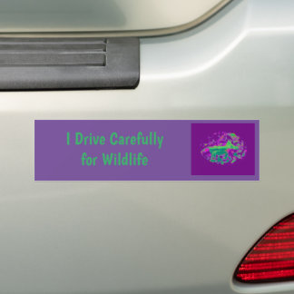 Purple Abstract Fox Wildlife Conservation Bumper Sticker