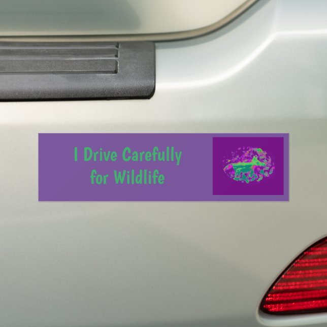 Purple Abstract Fox Wildlife Conservation Bumper Sticker (On Car)