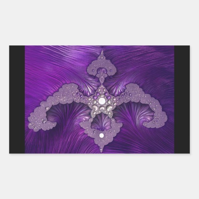 Purple Abstract Fractal Bird Rectangular Sticker (Front)