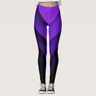 Purple Abstract Geometric Wave Design Leggings