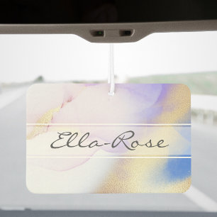 Purple Abstract Ink Luxury Gold Custom Name Car Air Freshener
