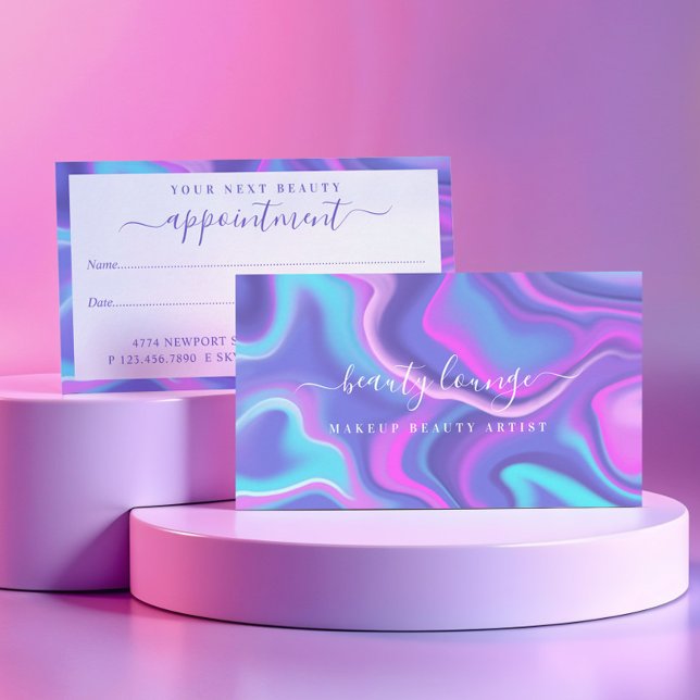 Purple Abstract Iridescent Holographic Beauty Appointment Card (Purple Abstract Iridescent Holographic Beauty Appointment Card)