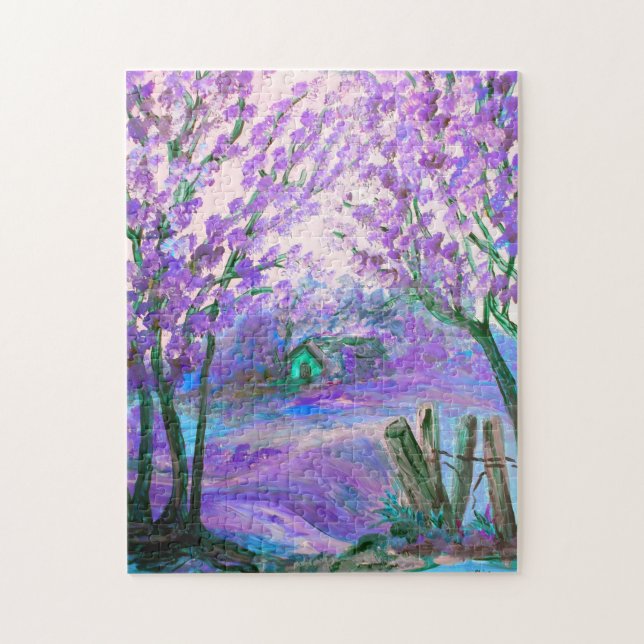 Purple Abstract Landscape with Trees Jigsaw Puzzle (Vertical)