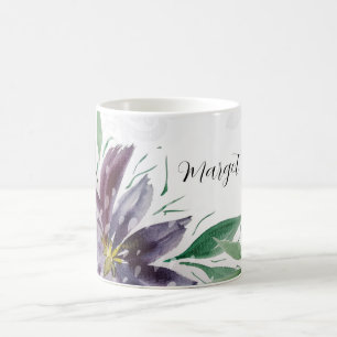 Purple Abstract Lotus Watercolor Lace Coffee Mug