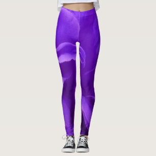 Purple Abstract Marble Floral Pattern Leggings