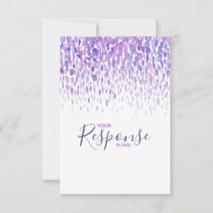 Purple abstract modern art wedding reply RSVP Card