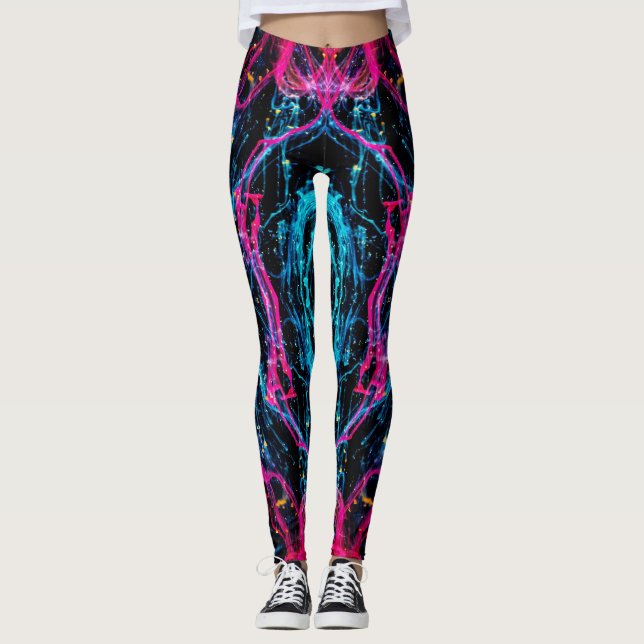 purple abstract pattern leggings (Front)