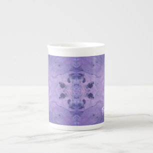 Purple Abstract Personalise Bone China Mug