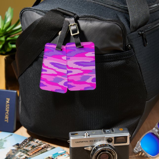 Purple Abstract Print Luggage Tag (Front & Back)
