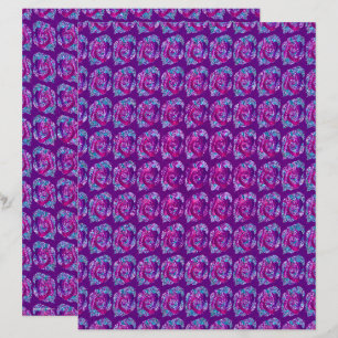 Purple Abstract Roses Scrapbook Paper 2-Sided Page