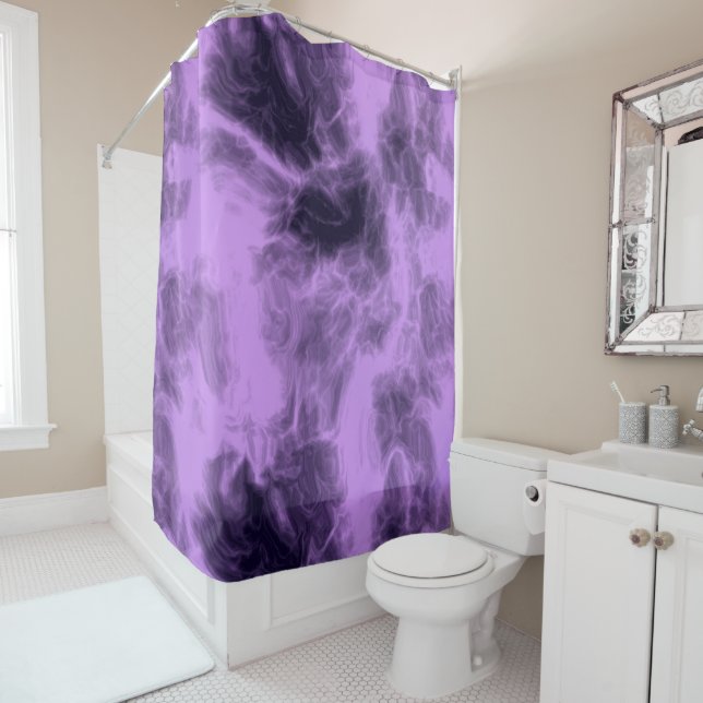 Purple abstract shower curtain (In Situ)