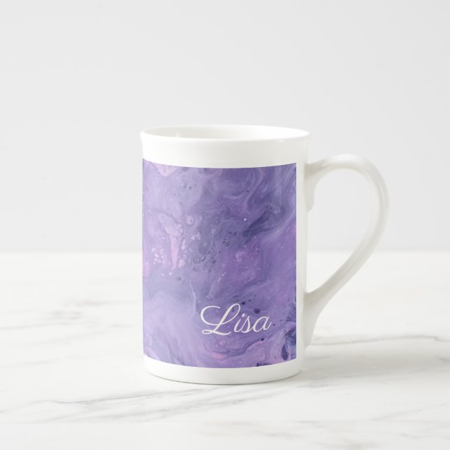 Purple Abstract Speciality Bone China Mug (Right)