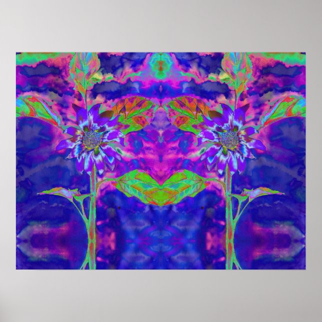 Purple abstract sunflower boho bohemian  poster (Front)