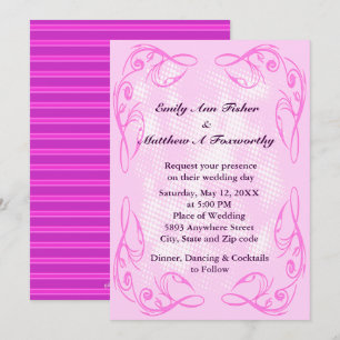 Purple Abstract Swirl Border Wedding Invitation