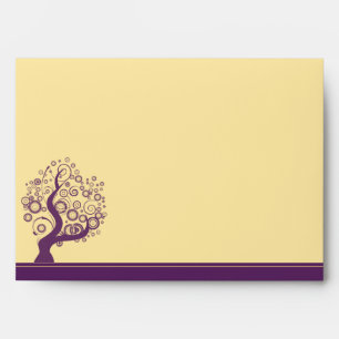Purple Abstract Trees on Yellow Envelope