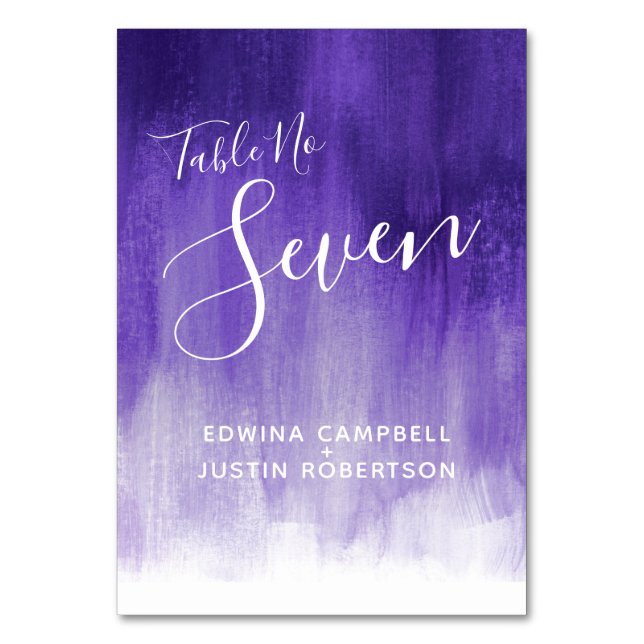 Purple abstract wash modern art table number seven (Back)