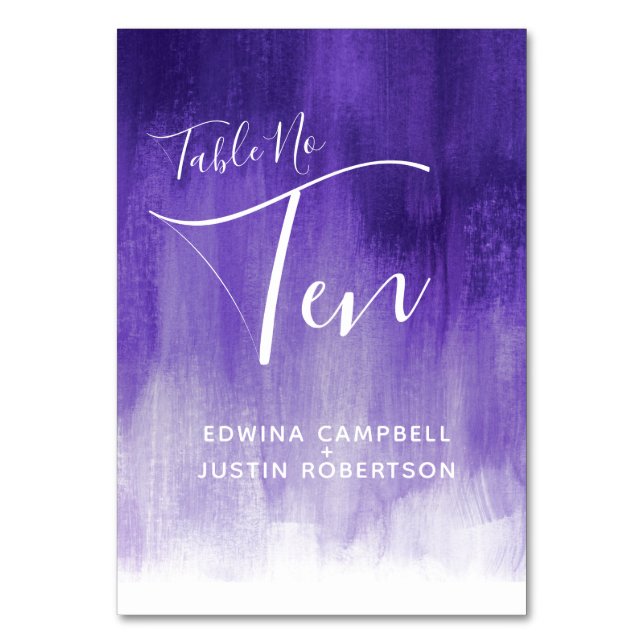 Purple abstract wash modern art table number Ten (Front)