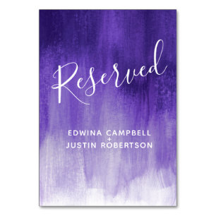 Purple abstract wash modern art table reserved table number