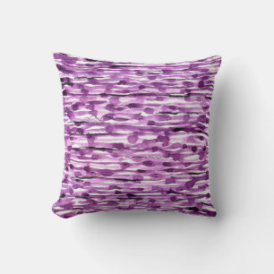 Purple Abstract Watercolor Stripes Cushion