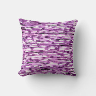 Purple Abstract Watercolor Stripes Cushion