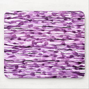 Purple Abstract Watercolor Stripes Mouse Mat